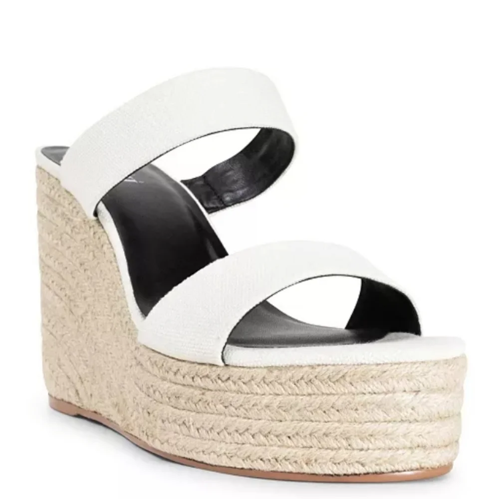 ESPADRILLE SMASH LUNA TWO STRAP SLIDE PLATFORM WHITE Womens SZ 10 NEW IN BOX